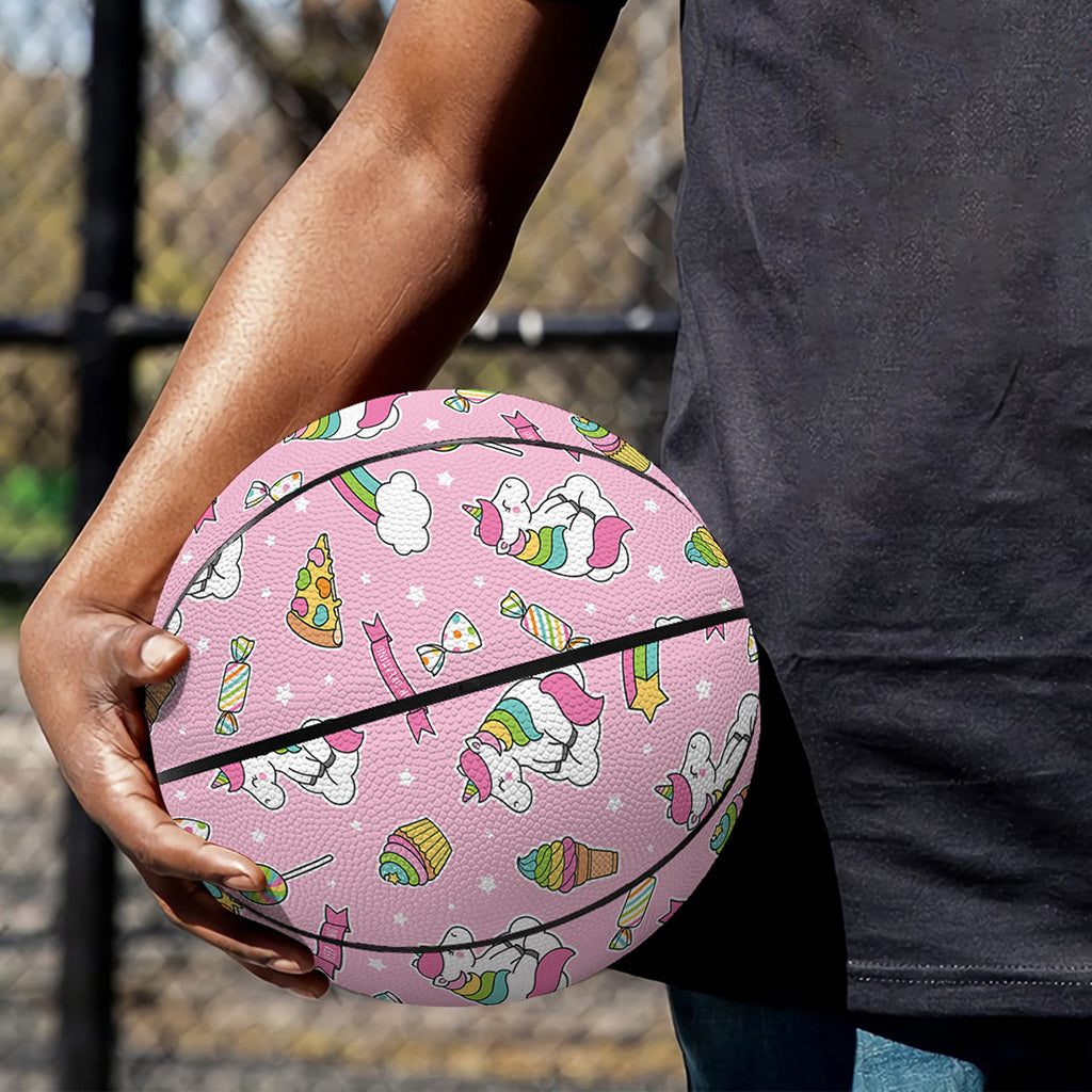 Pink Girly Unicorn Pattern Print Basketball