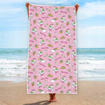 Pink Girly Unicorn Pattern Print Beach Towel