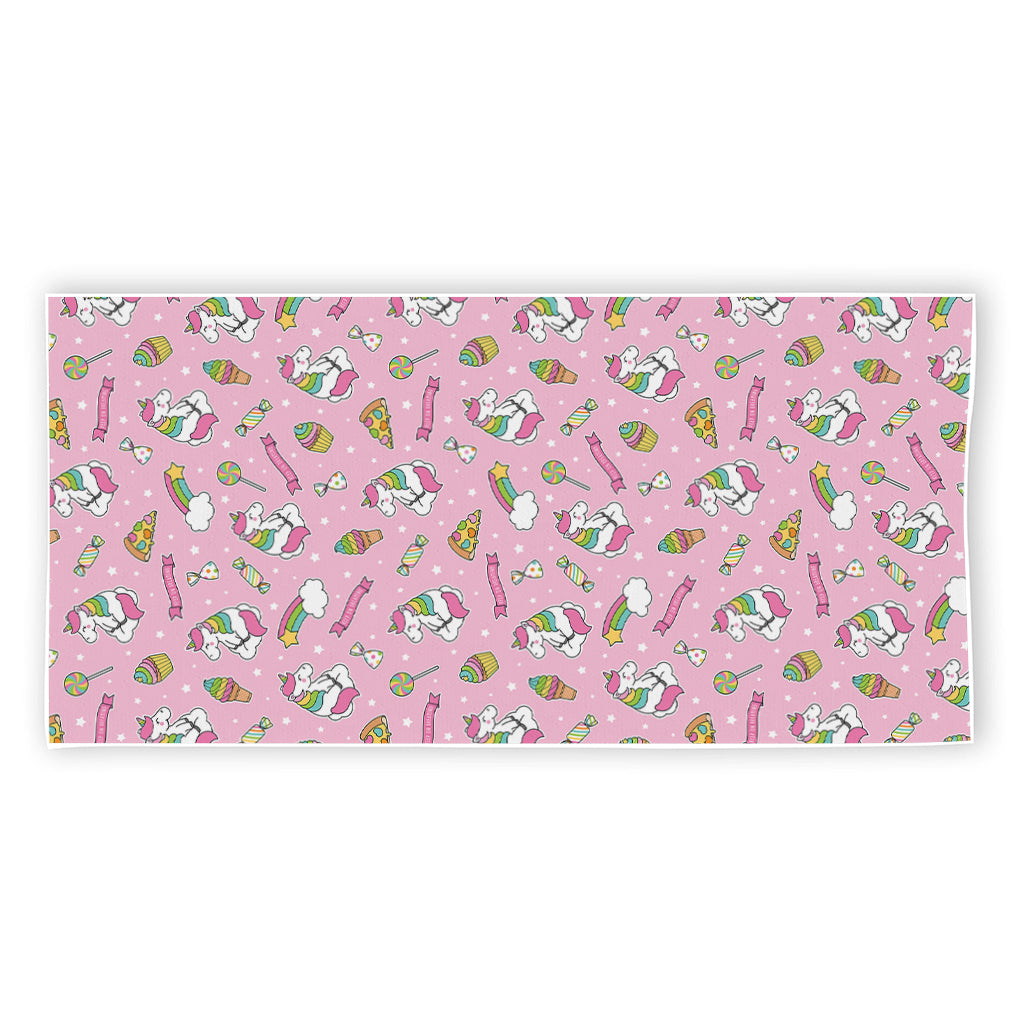 Pink Girly Unicorn Pattern Print Beach Towel