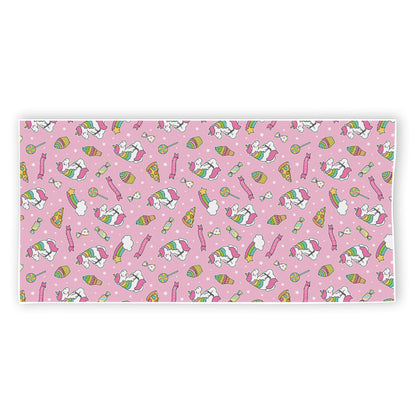 Pink Girly Unicorn Pattern Print Beach Towel