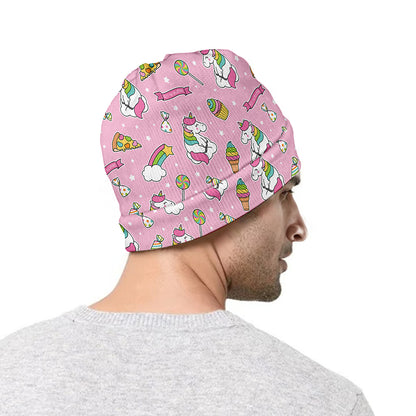 Pink Girly Unicorn Pattern Print Beanie