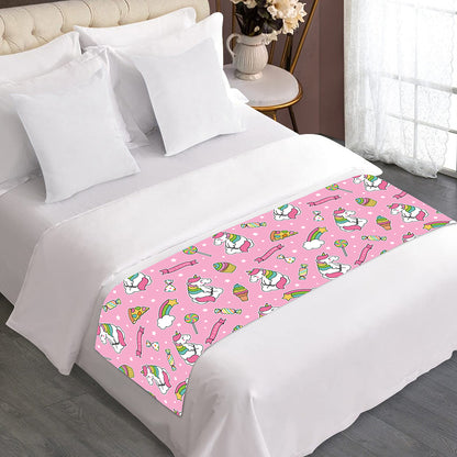 Pink Girly Unicorn Pattern Print Bed Runner