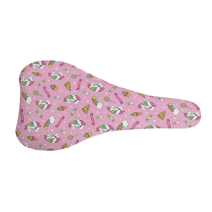 Pink Girly Unicorn Pattern Print Bicycle Seat Cover
