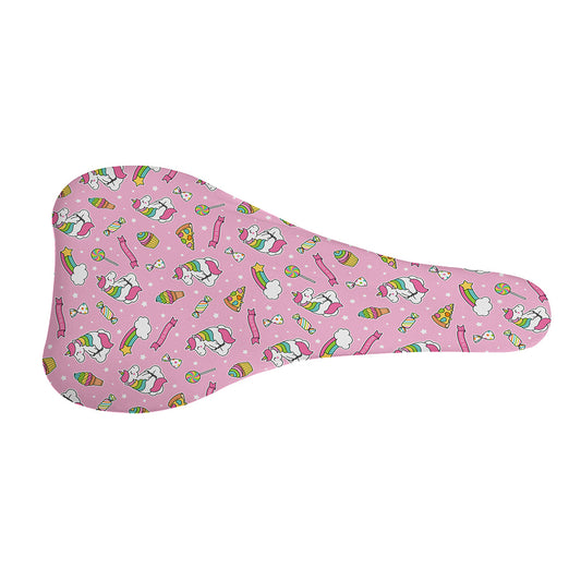 Pink Girly Unicorn Pattern Print Bicycle Seat Cover