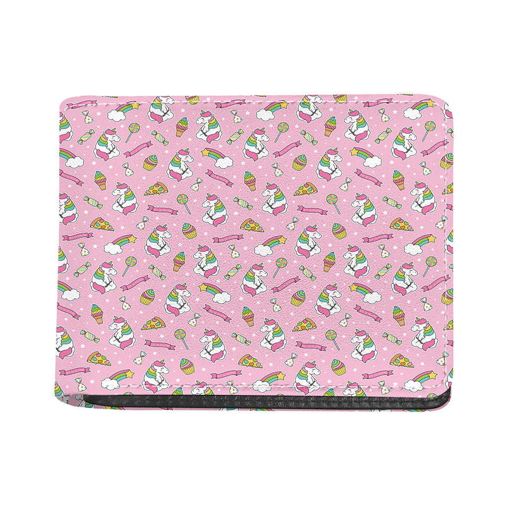 Pink Girly Unicorn Pattern Print Bifold Wallet