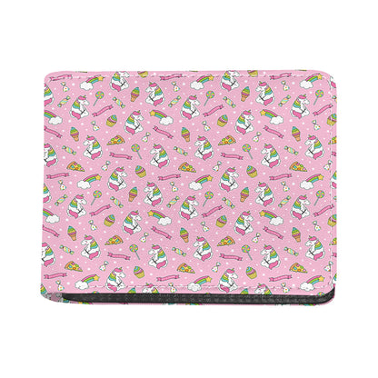 Pink Girly Unicorn Pattern Print Bifold Wallet