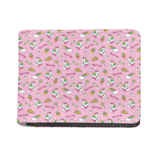 Pink Girly Unicorn Pattern Print Bifold Wallet