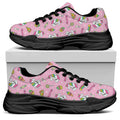 Pink Girly Unicorn Pattern Print Black Chunky Shoes
