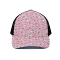 Pink Girly Unicorn Pattern Print Black Mesh Trucker Hat