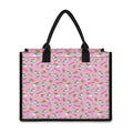 Pink Girly Unicorn Pattern Print Canvas Tote Bag