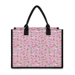 Pink Girly Unicorn Pattern Print Canvas Tote Bag