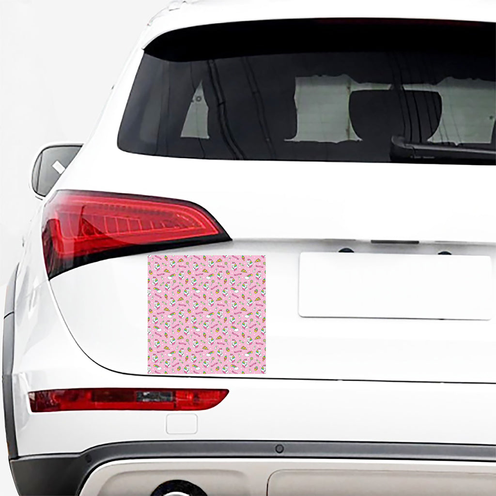 Pink Girly Unicorn Pattern Print Car Sticker