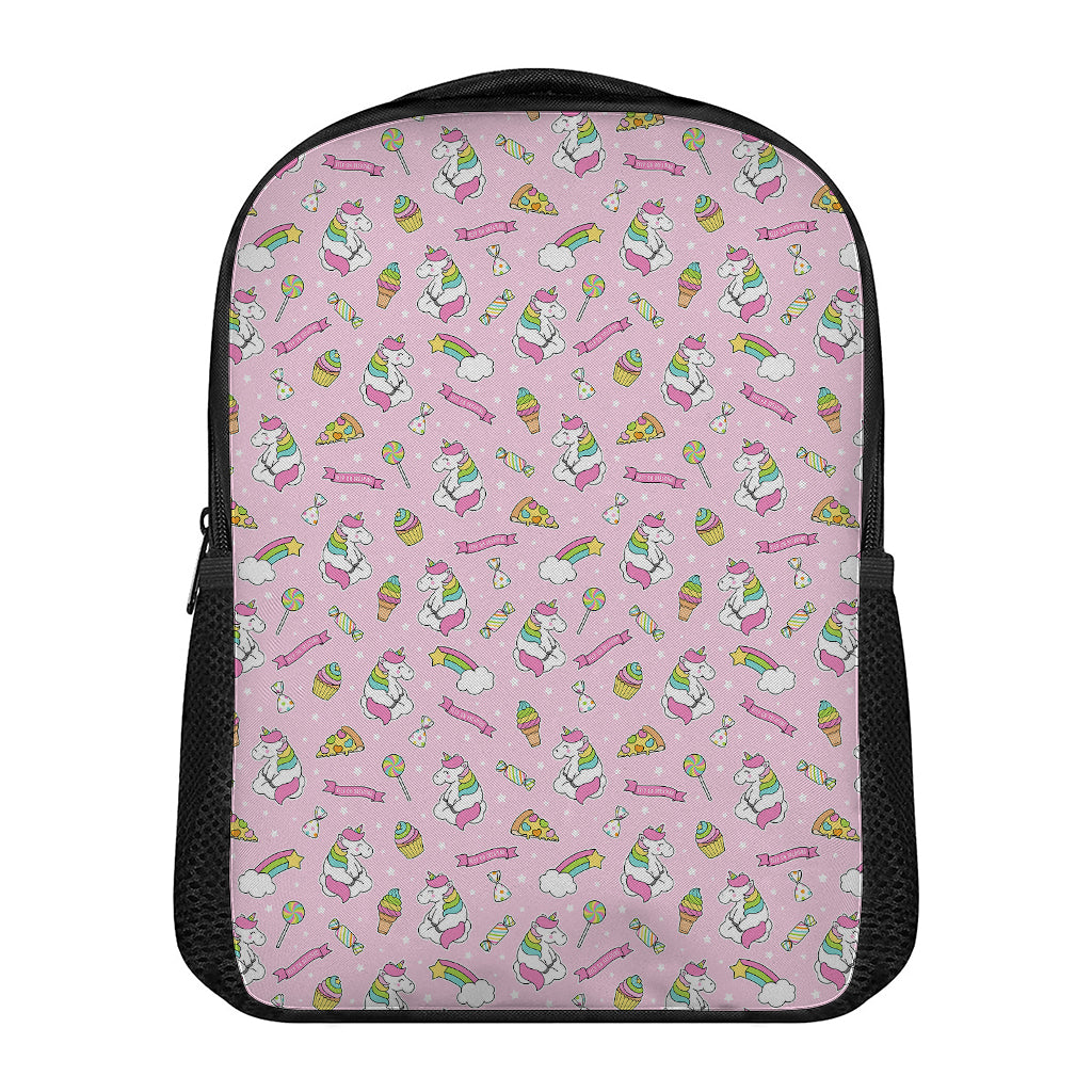 Pink Girly Unicorn Pattern Print Casual Backpack
