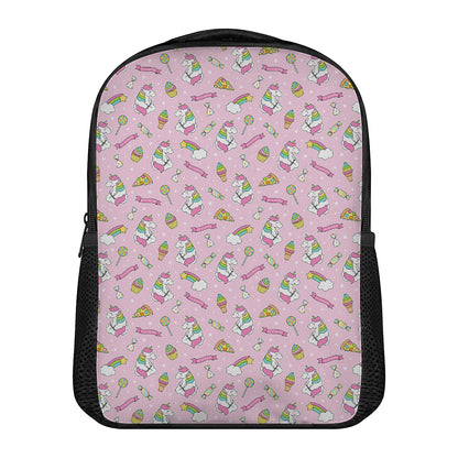 Pink Girly Unicorn Pattern Print Casual Backpack