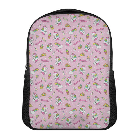 Pink Girly Unicorn Pattern Print Casual Backpack