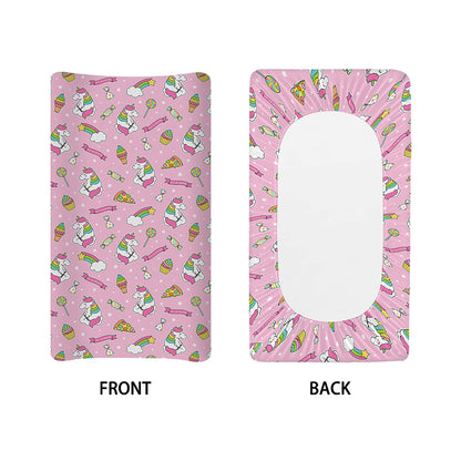 Pink Girly Unicorn Pattern Print Changing Pad Cover