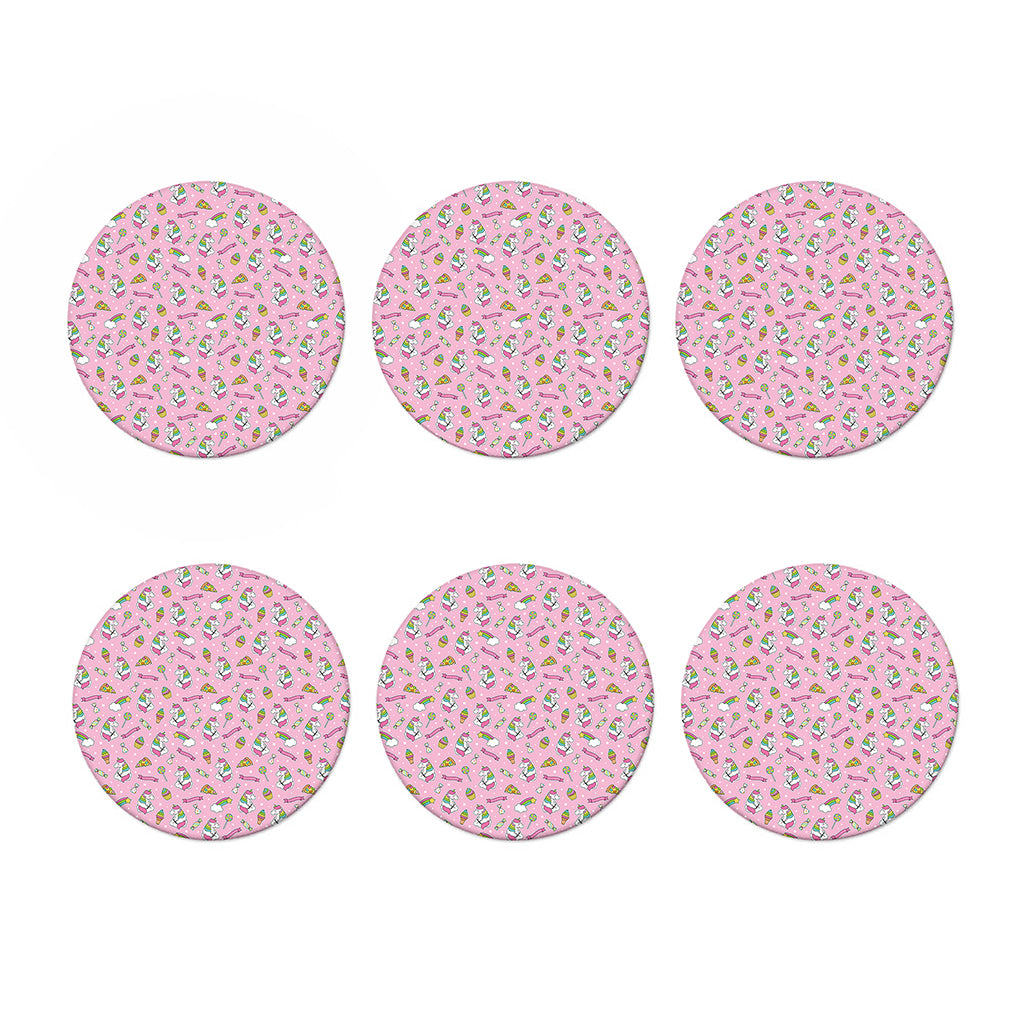 Pink Girly Unicorn Pattern Print Coaster Set