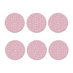 Pink Girly Unicorn Pattern Print Coaster Set