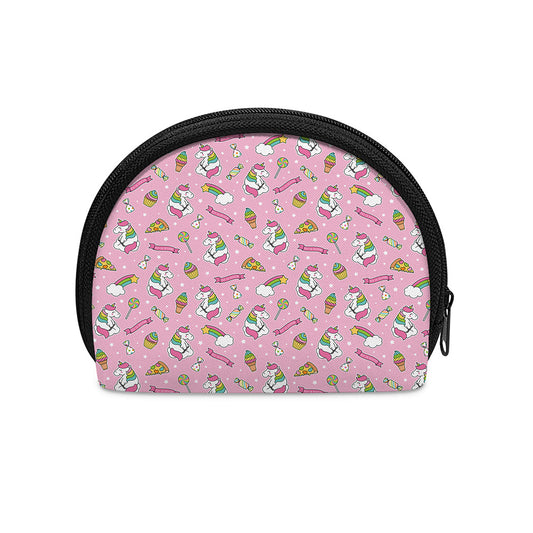 Pink Girly Unicorn Pattern Print Coin Purse