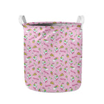Pink Girly Unicorn Pattern Print Collapsible Laundry Basket
