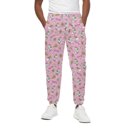Pink Girly Unicorn Pattern Print Cotton Pants