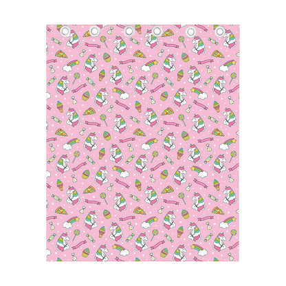 Pink Girly Unicorn Pattern Print Curtain
