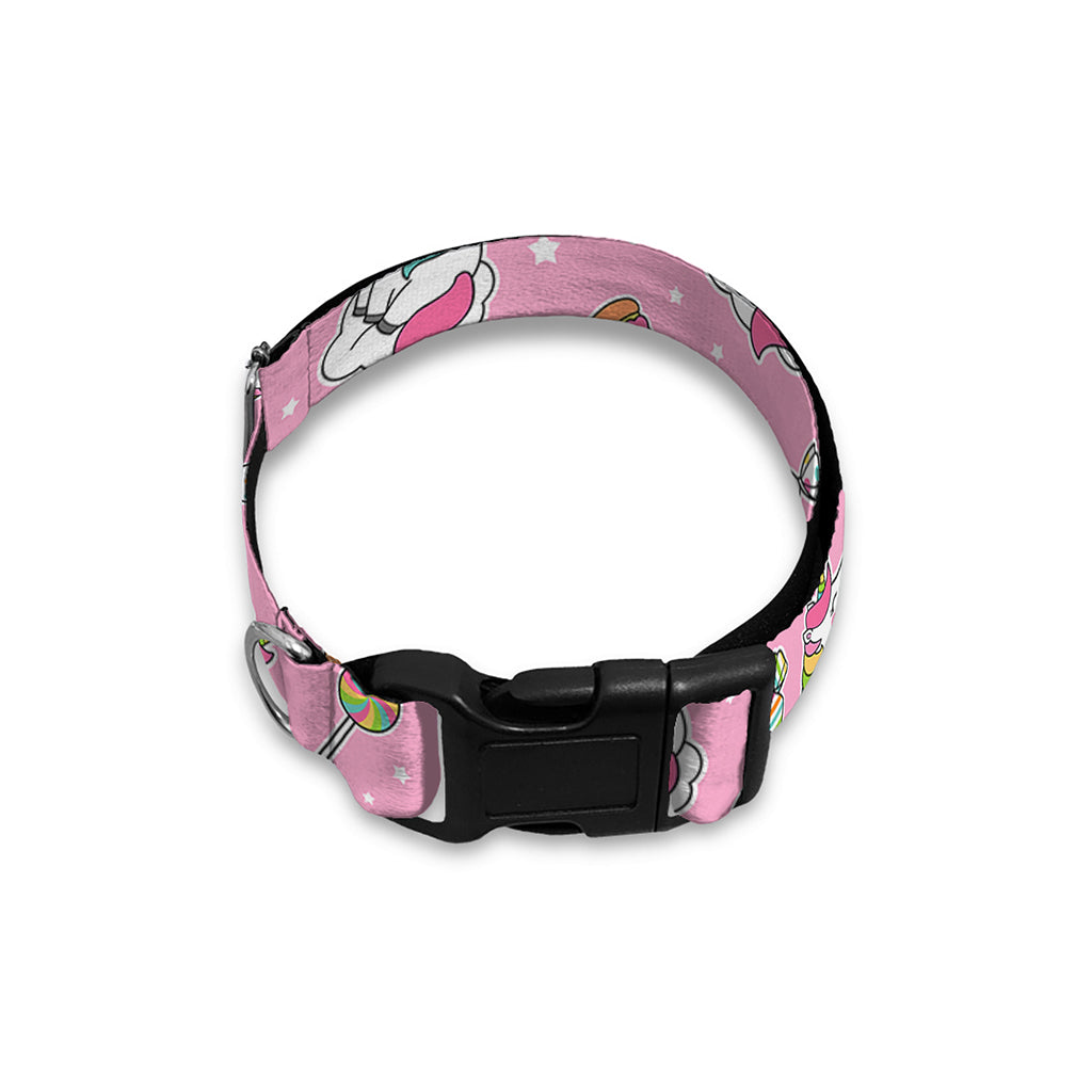 Pink Girly Unicorn Pattern Print Dog Collar