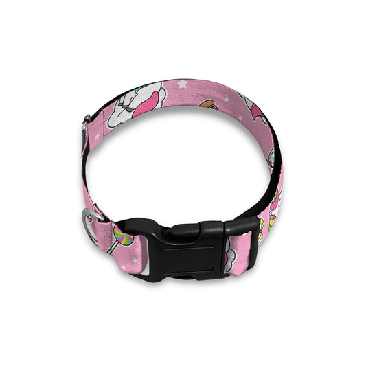 Pink Girly Unicorn Pattern Print Dog Collar