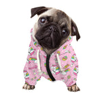 Pink Girly Unicorn Pattern Print Dog Zip Up Hoodie