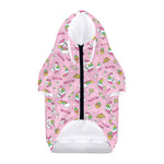 Pink Girly Unicorn Pattern Print Dog Zip Up Hoodie