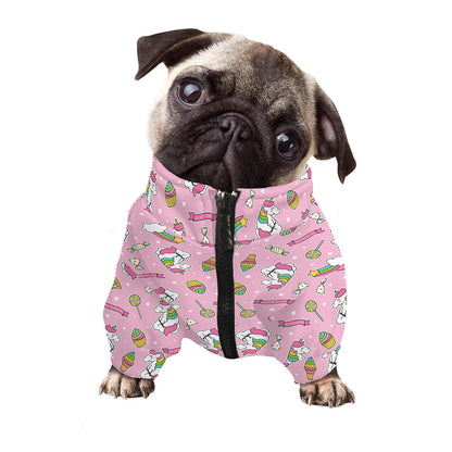 Pink Girly Unicorn Pattern Print Dog Zip Up Jacket