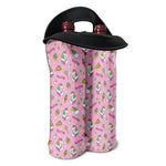 Pink Girly Unicorn Pattern Print Double Neoprene Wine Tote