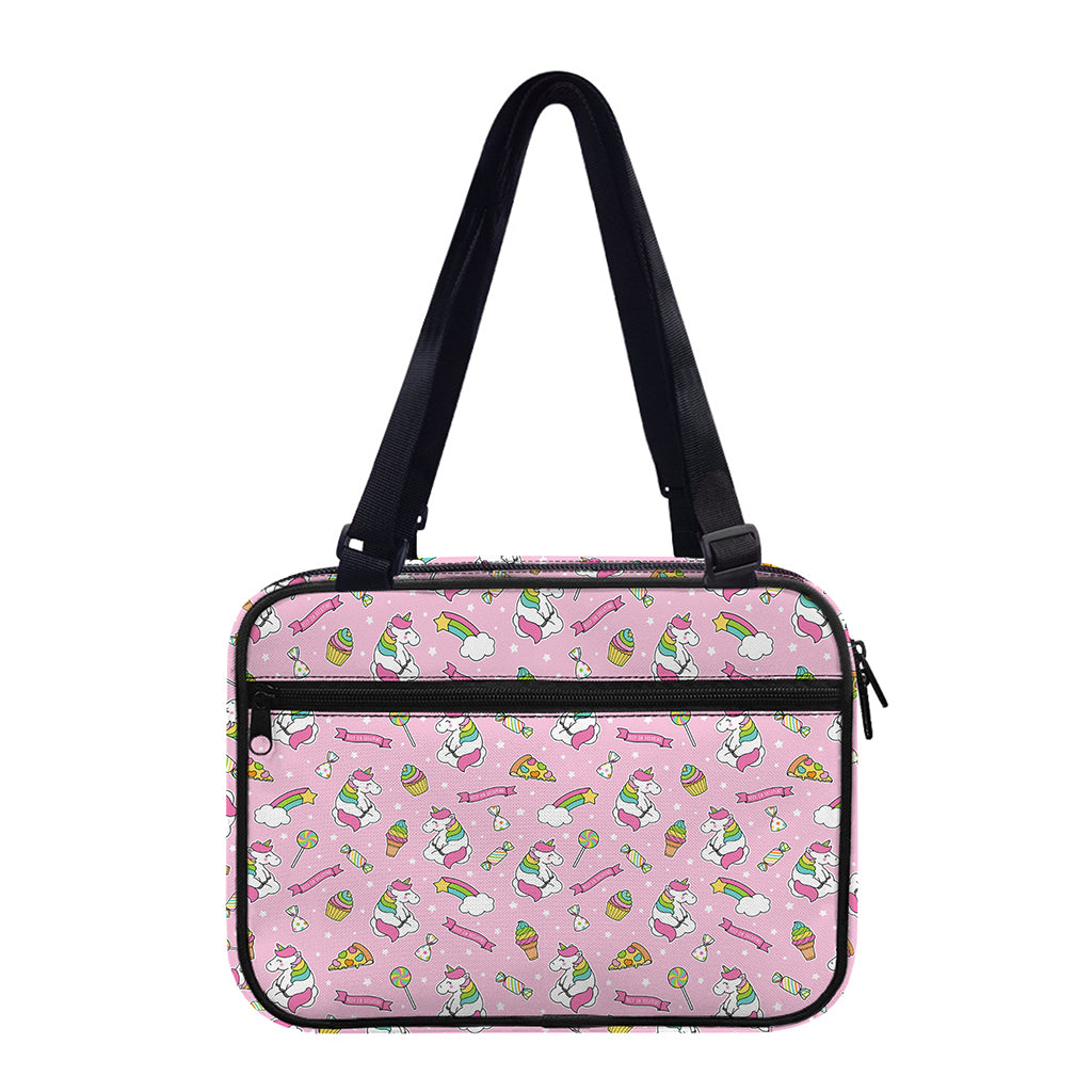 Pink Girly Unicorn Pattern Print Double Strap Bible Bag