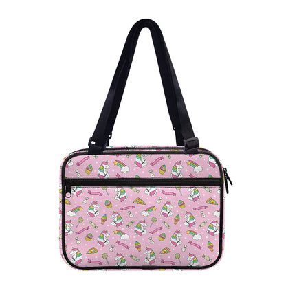 Pink Girly Unicorn Pattern Print Double Strap Bible Bag