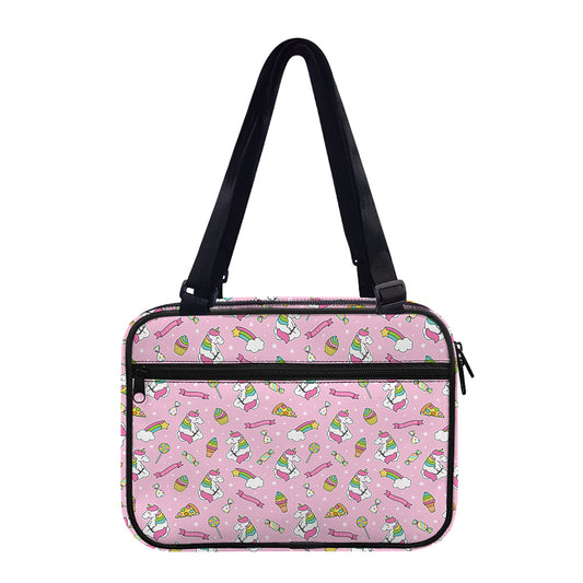 Pink Girly Unicorn Pattern Print Double Strap Bible Bag