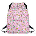 Pink Girly Unicorn Pattern Print Drawstring Backpack