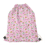 Pink Girly Unicorn Pattern Print Drawstring Bag