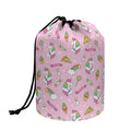 Pink Girly Unicorn Pattern Print Drawstring Makeup Bag