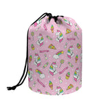 Pink Girly Unicorn Pattern Print Drawstring Makeup Bag