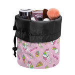 Pink Girly Unicorn Pattern Print Drawstring Makeup Bag