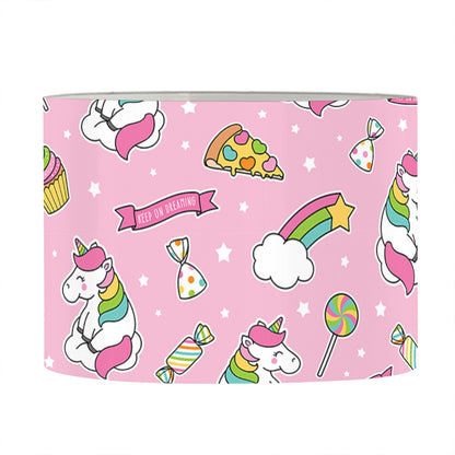 Pink Girly Unicorn Pattern Print Drum Lamp Shade