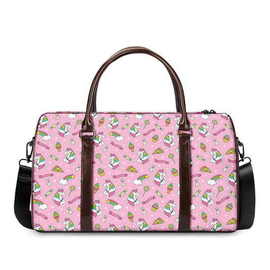 Pink Girly Unicorn Pattern Print Duffle Bag