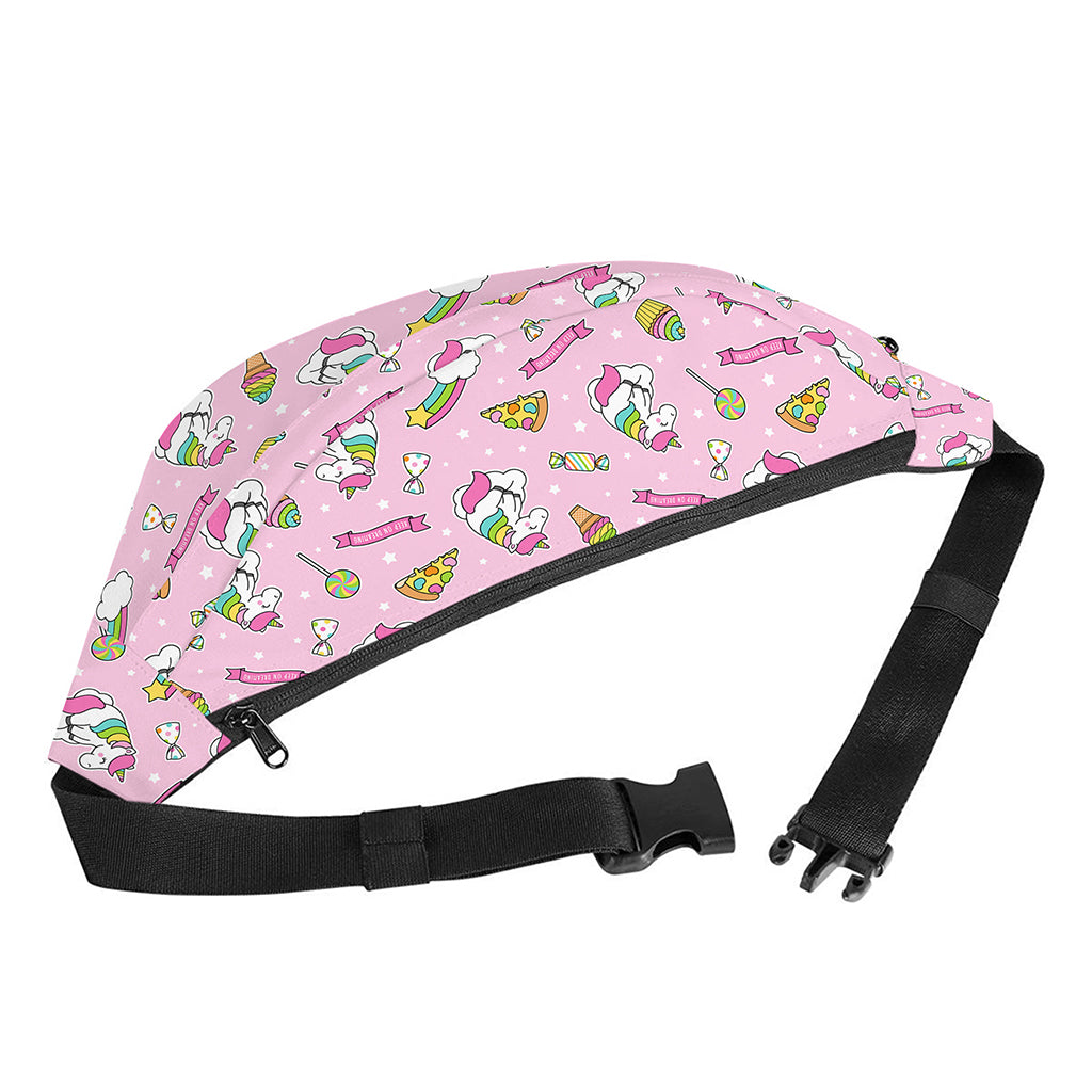 Pink Girly Unicorn Pattern Print Fanny Pack