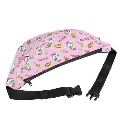 Pink Girly Unicorn Pattern Print Fanny Pack