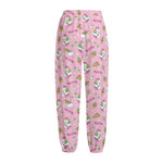 Pink Girly Unicorn Pattern Print Fleece Lined Knit Pants