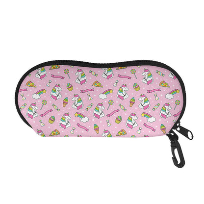 Pink Girly Unicorn Pattern Print Glasses Case