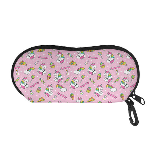 Pink Girly Unicorn Pattern Print Glasses Case