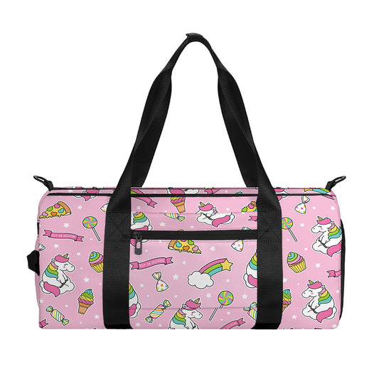 Pink Girly Unicorn Pattern Print Gym Bag