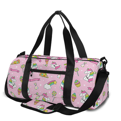 Pink Girly Unicorn Pattern Print Gym Bag