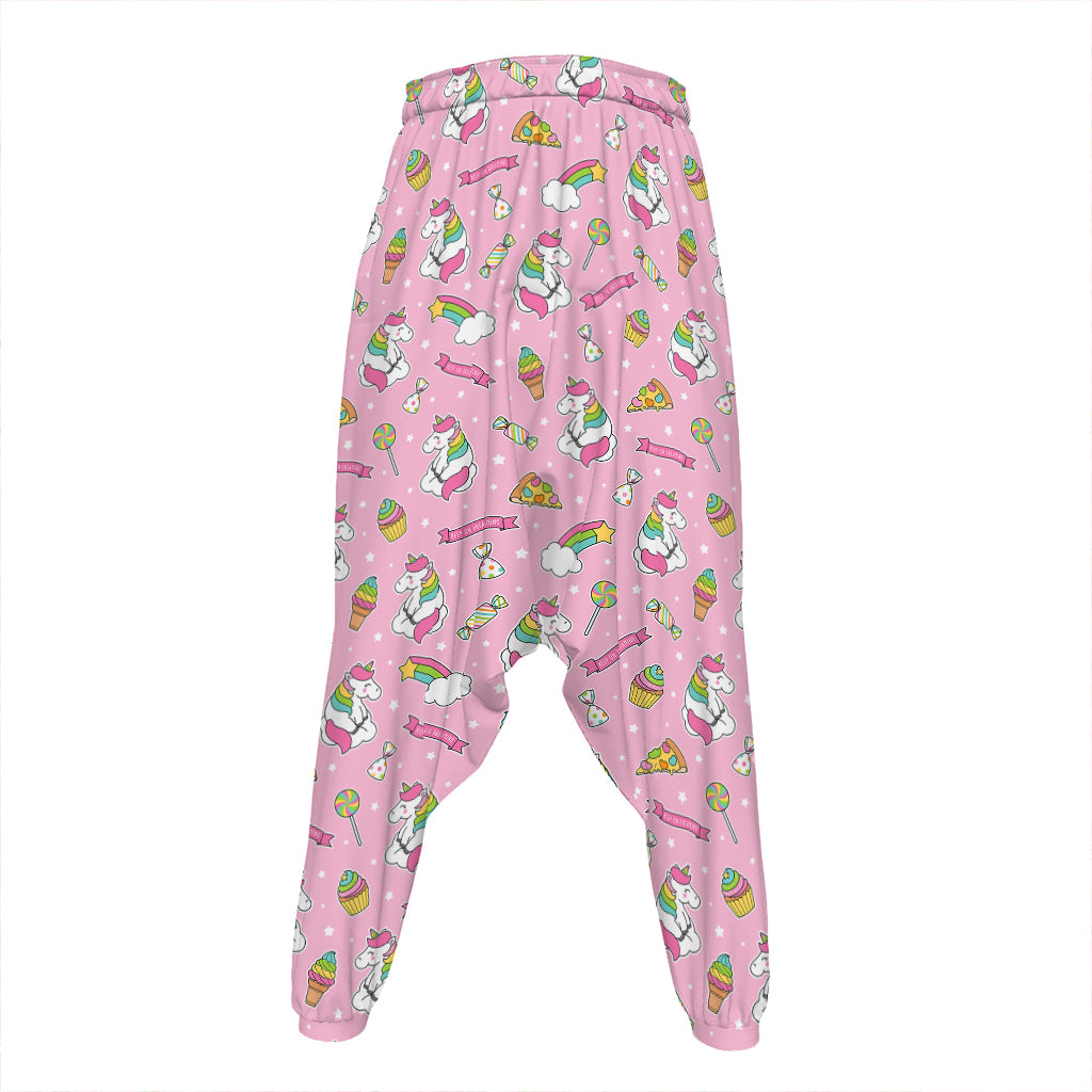 Pink Girly Unicorn Pattern Print Hammer Pants